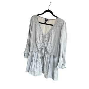 Torrid Boho Style Blouse 100% Rayon Gray Small